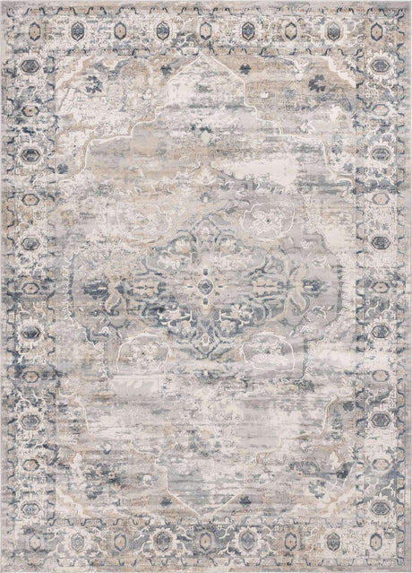 Gray 10' x 14' 1 Portland Rectangle Area Rug 85% Polypropylene & 15% Polyester Vintage Distressed Traditional Carpet for Home Decor for Sale at Rug Engine