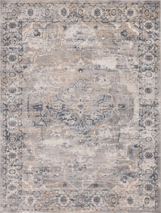 Gray 10' x 13' 1 Portland Rectangle Area Rug 85% Polypropylene & 15% Polyester Vintage Distressed Traditional Carpet for Home Decor for Sale at Rug Engine