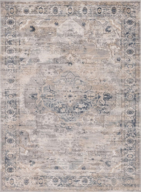 Gray 7' 10 x 11' Portland Rectangle Area Rug 85% Polypropylene & 15% Polyester Vintage Distressed Traditional Carpet for Home Decor for Sale at Rug Engine