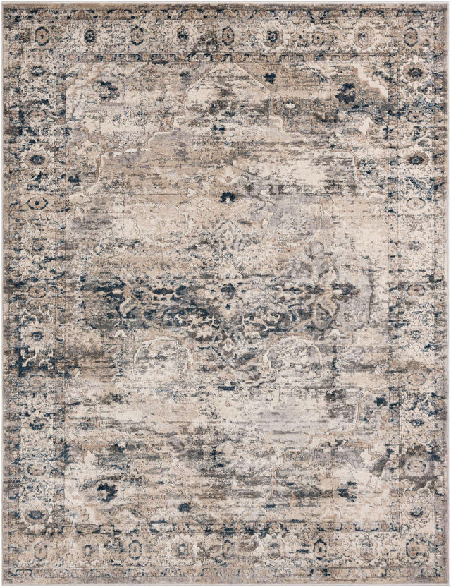 Gray 7' 10 x 10' Portland Rectangle Area Rug 85% Polypropylene & 15% Polyester Vintage Distressed Traditional Carpet for Home Decor for Sale at Rug Engine