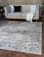 Gray 5' 3 x 5' 3 Portland Square Area Rug 85% Polypropylene & 15% Polyester Vintage Distressed Traditional Carpet for Home Decor for Sale at Rug Engine