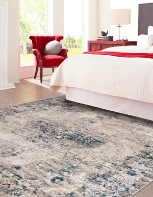 Gray 4' 1 x 4' 1 Portland Square Area Rug 85% Polypropylene & 15% Polyester Vintage Distressed Traditional Carpet for Home Decor for Sale at Rug Engine