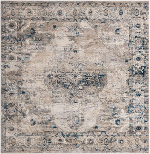 Gray 7' 10 x 7' 10 Portland Square Area Rug 85% Polypropylene & 15% Polyester Vintage Distressed Traditional Carpet for Home Decor for Sale at Rug Engine