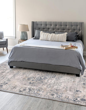 Gray 10' x 13' 1 Portland Rectangle Area Rug 85% Polypropylene & 15% Polyester Vintage Distressed Traditional Carpet for Home Decor for Sale at Rug Engine
