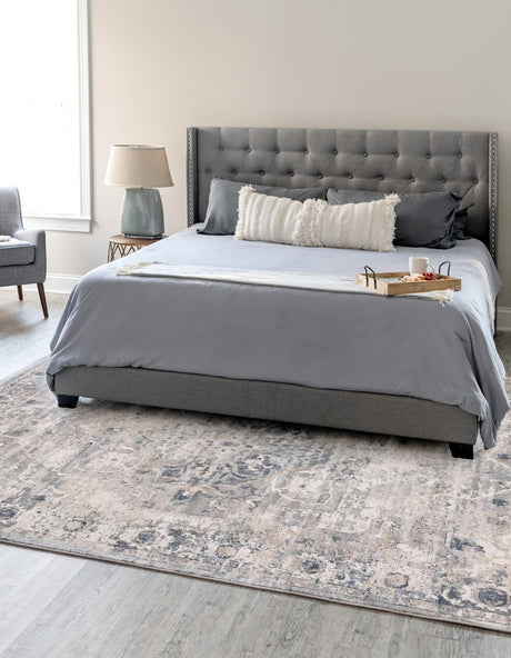 Gray 10' x 13' 1 Portland Rectangle Area Rug 85% Polypropylene & 15% Polyester Vintage Distressed Traditional Carpet for Home Decor for Sale at Rug Engine
