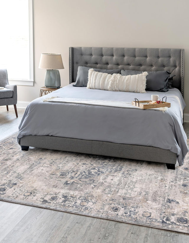 Gray 7' 10 x 11' Portland Rectangle Area Rug 85% Polypropylene & 15% Polyester Vintage Distressed Traditional Carpet for Home Decor for Sale at Rug Engine