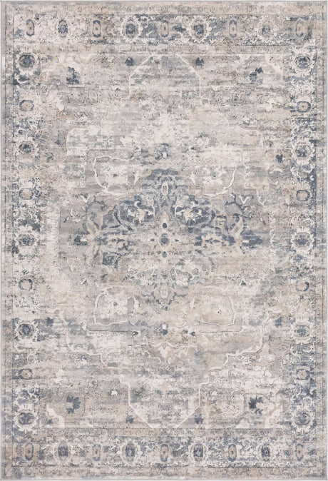 Gray 6' 1 x 9' Portland Rectangle Area Rug 85% Polypropylene & 15% Polyester Vintage Distressed Traditional Carpet for Home Decor for Sale at Rug Engine