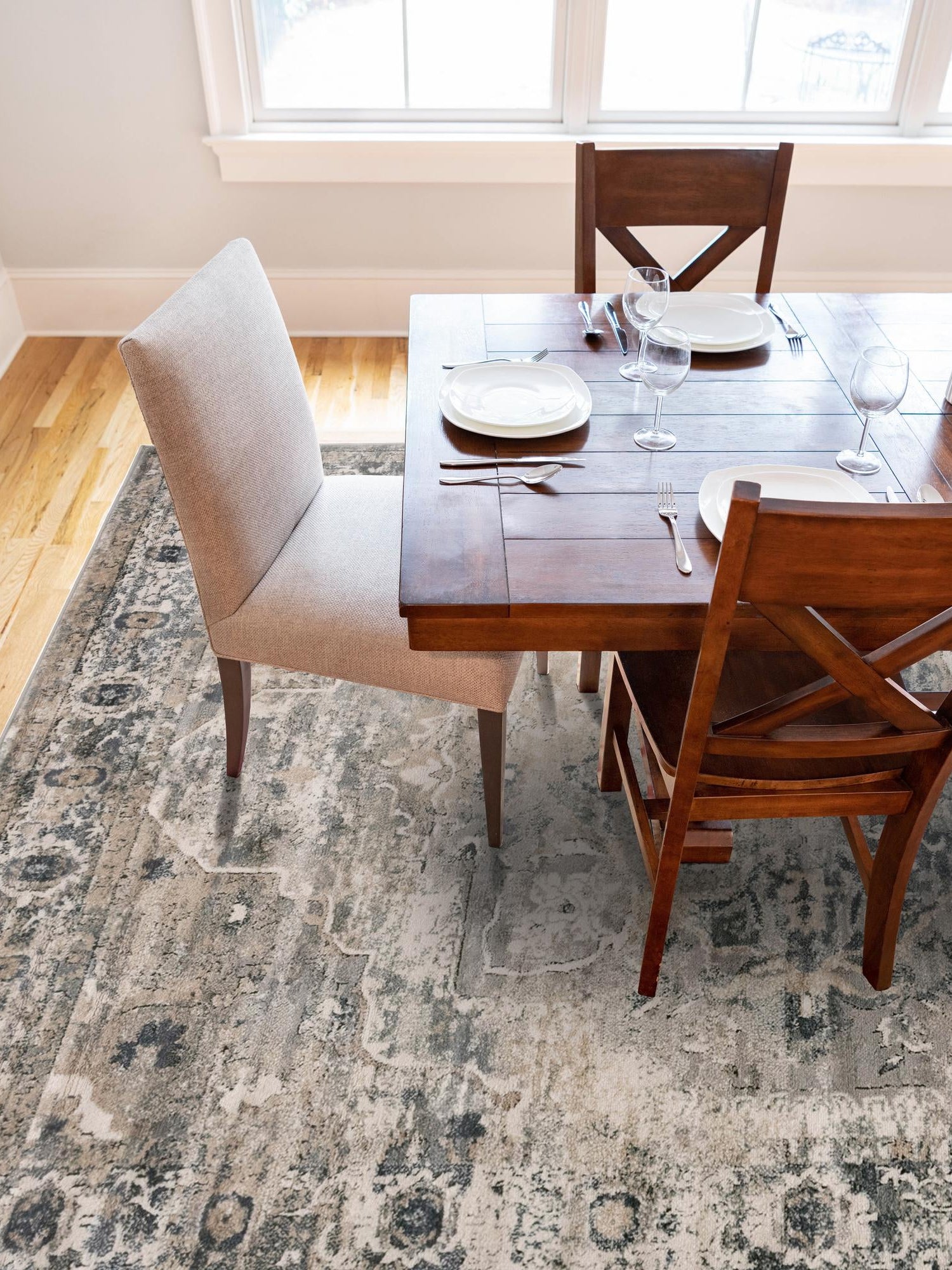 Gray 9' x 12' Portland Rectangle Area Rug 85% Polypropylene & 15% Polyester Vintage Distressed Traditional Carpet for Home Decor for Sale at Rug Engine