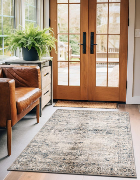 Gray 10' x 13' 1 Portland Rectangle Area Rug 85% Polypropylene & 15% Polyester Vintage Distressed Traditional Carpet for Home Decor for Sale at Rug Engine