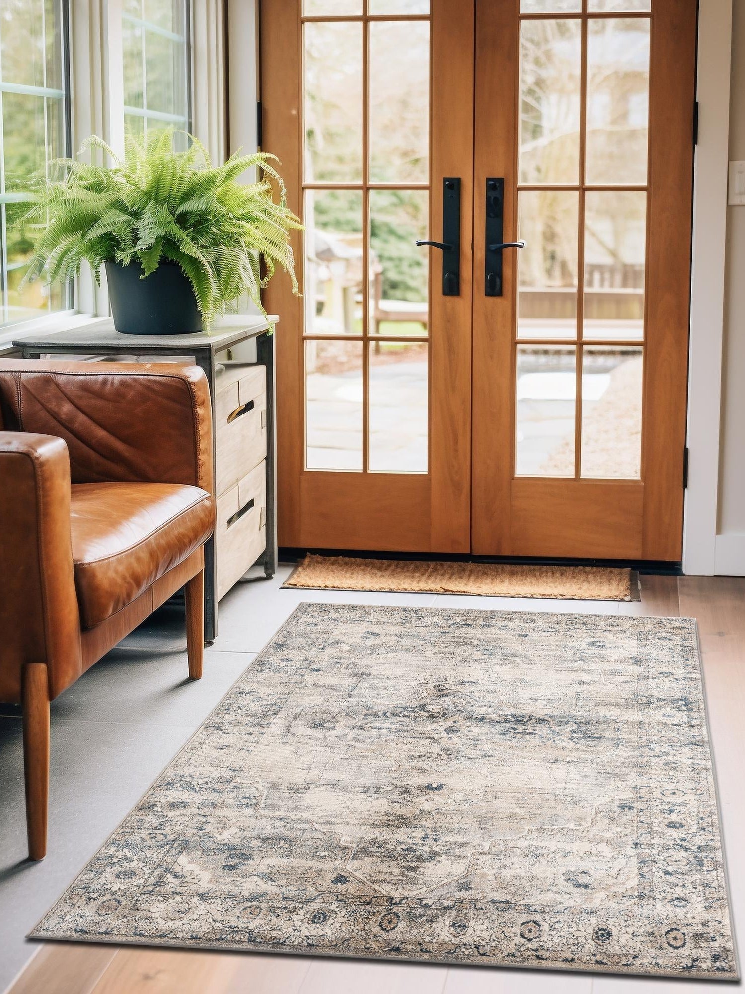 Gray 10' x 14' 1 Portland Rectangle Area Rug 85% Polypropylene & 15% Polyester Vintage Distressed Traditional Carpet for Home Decor for Sale at Rug Engine