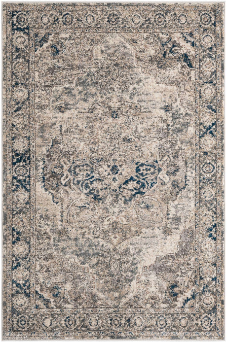 Gray 4' 1 x 6' 1 Portland Rectangle Area Rug 85% Polypropylene & 15% Polyester Vintage Distressed Traditional Carpet for Home Decor for Sale at Rug Engine