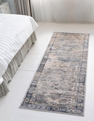 Gray 2' x 6' 1 Portland Runner Area Rug 85% Polypropylene & 15% Polyester Vintage Distressed Traditional Carpet for Home Decor for Sale at Rug Engine