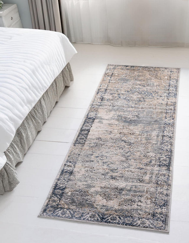Gray 2' x 6' 1 Portland Runner Area Rug 85% Polypropylene & 15% Polyester Vintage Distressed Traditional Carpet for Home Decor for Sale at Rug Engine