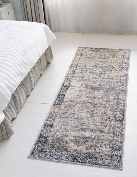 Gray 2' x 12' Portland Runner Area Rug 85% Polypropylene & 15% Polyester Vintage Distressed Traditional Carpet for Home Decor for Sale at Rug Engine