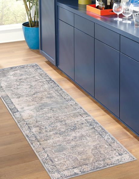 Gray 2' x 6' 1 Portland Runner Area Rug 85% Polypropylene & 15% Polyester Vintage Distressed Traditional Carpet for Home Decor for Sale at Rug Engine