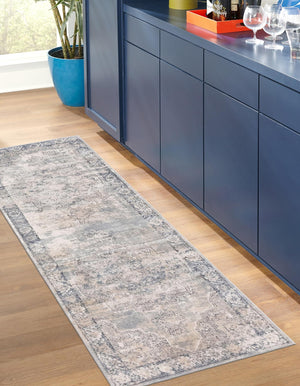 Gray 2' x 7' 1 Portland Runner Area Rug 85% Polypropylene & 15% Polyester Vintage Distressed Traditional Carpet for Home Decor for Sale at Rug Engine