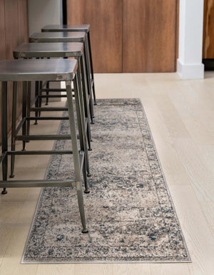 Gray 2' 7 x 13' 1 Portland Runner Area Rug 85% Polypropylene & 15% Polyester Vintage Distressed Traditional Carpet for Home Decor for Sale at Rug Engine