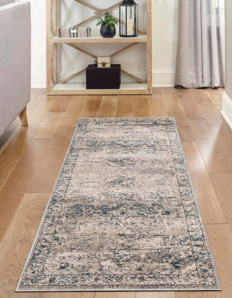Gray 2' x 12' Portland Runner Area Rug 85% Polypropylene & 15% Polyester Vintage Distressed Traditional Carpet for Home Decor for Sale at Rug Engine