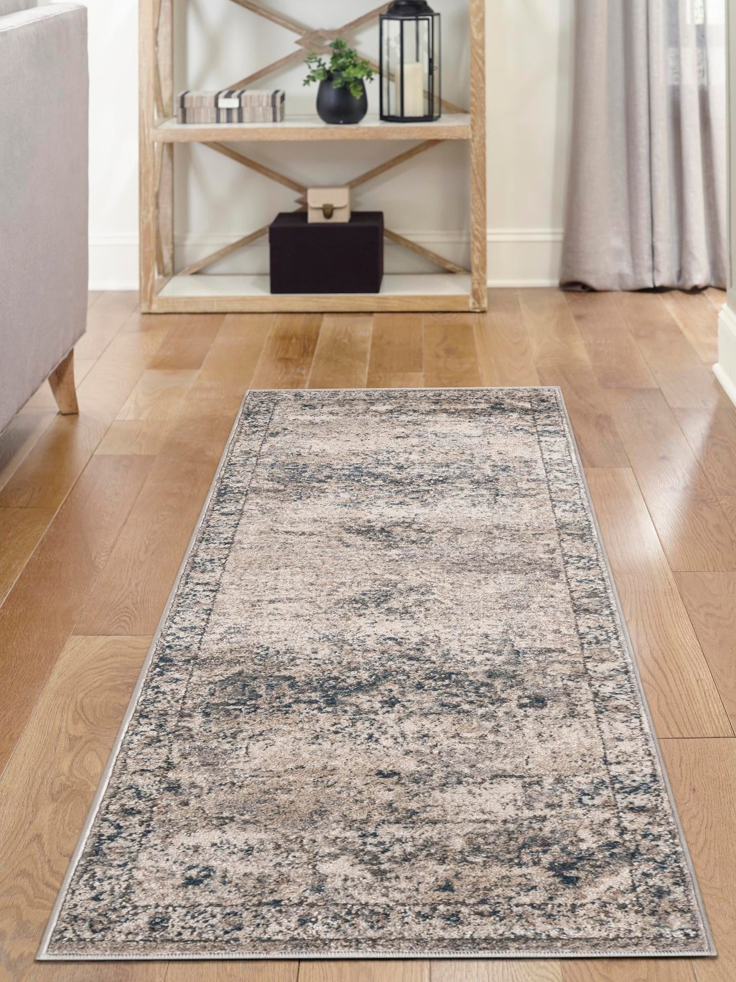 Gray 2' x 5' 3 Portland Runner Area Rug 85% Polypropylene & 15% Polyester Vintage Distressed Traditional Carpet for Home Decor for Sale at Rug Engine