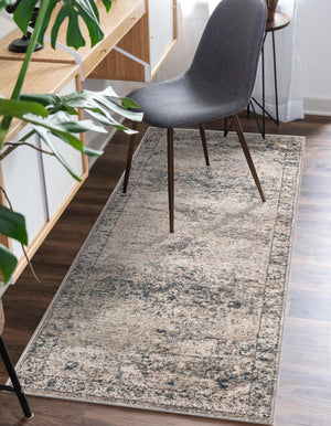 Gray 2' x 7' 1 Portland Runner Area Rug 85% Polypropylene & 15% Polyester Vintage Distressed Traditional Carpet for Home Decor for Sale at Rug Engine
