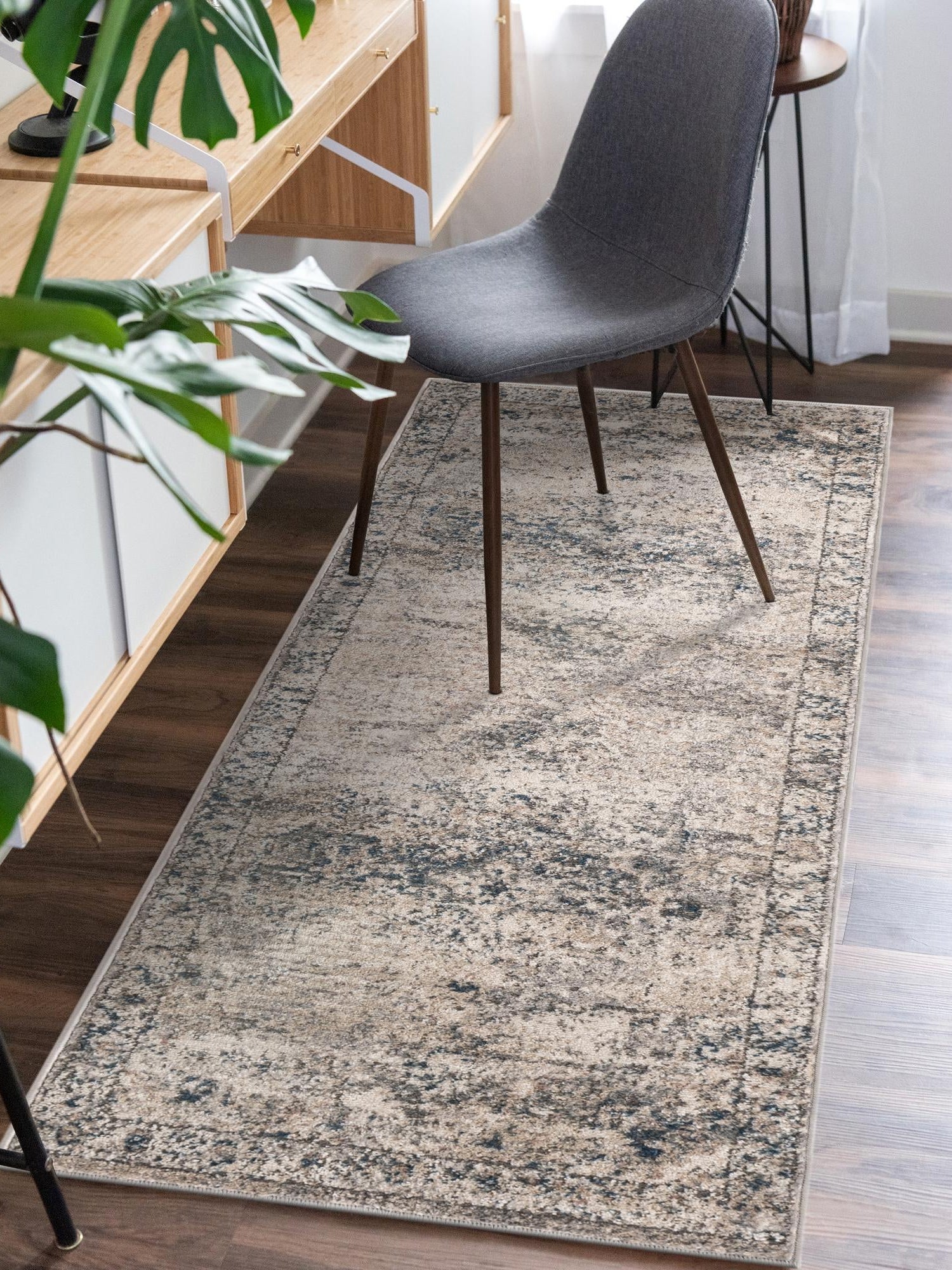 Gray 2' x 8' Portland Runner Area Rug 85% Polypropylene & 15% Polyester Vintage Distressed Traditional Carpet for Home Decor for Sale at Rug Engine