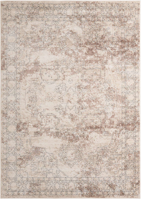 Ivory 7' 10 x 11' Portland Rectangle Area Rug 85% Polypropylene & 15% Polyester Vintage Distressed Traditional Carpet for Home Decor for Sale at Rug Engine