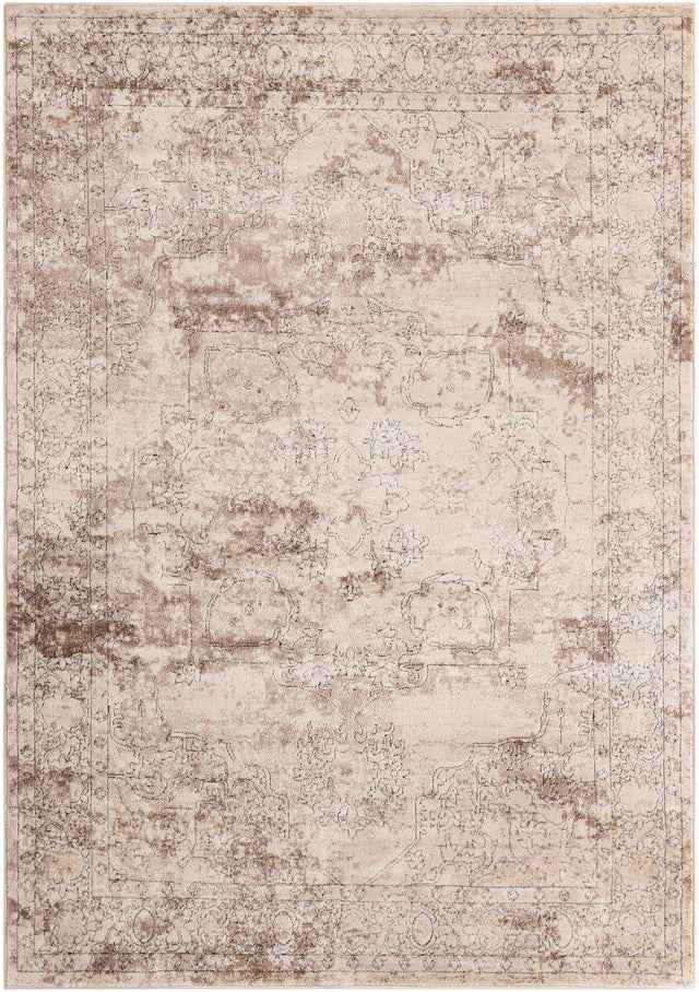 Ivory 7' 1 x 10' Portland Rectangle Area Rug 85% Polypropylene & 15% Polyester Vintage Distressed Traditional Carpet for Home Decor for Sale at Rug Engine