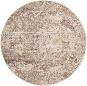 Ivory 7' 1 x 7' 1 Portland Round Area Rug 85% Polypropylene & 15% Polyester Vintage Distressed Traditional Carpet for Home Decor for Sale at Rug Engine