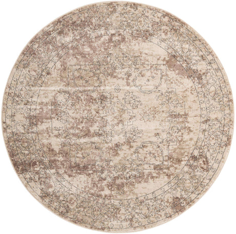 Ivory 7' 1 x 7' 1 Portland Round Area Rug 85% Polypropylene & 15% Polyester Vintage Distressed Traditional Carpet for Home Decor for Sale at Rug Engine