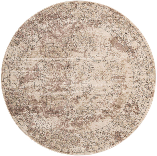 Ivory 7' 1 x 7' 1 Portland Round Area Rug 85% Polypropylene & 15% Polyester Vintage Distressed Traditional Carpet for Home Decor for Sale at Rug Engine