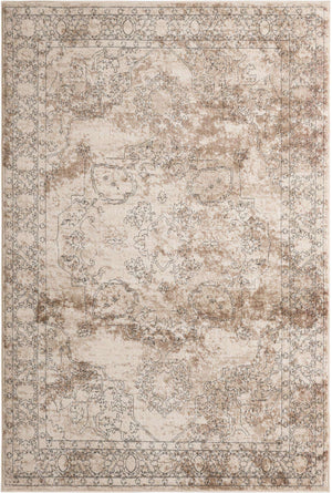 Ivory 6' 1 x 9' Portland Rectangle Area Rug 85% Polypropylene & 15% Polyester Vintage Distressed Traditional Carpet for Home Decor for Sale at Rug Engine