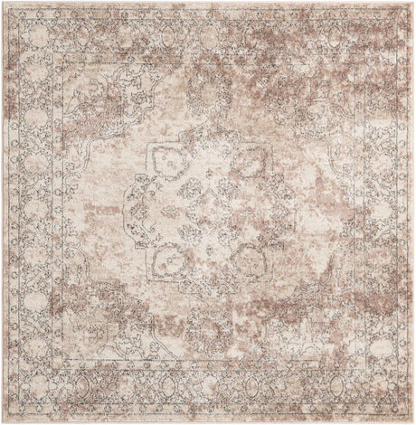 Ivory 6' 1 x 6' 1 Portland Square Area Rug 85% Polypropylene & 15% Polyester Vintage Distressed Traditional Carpet for Home Decor for Sale at Rug Engine