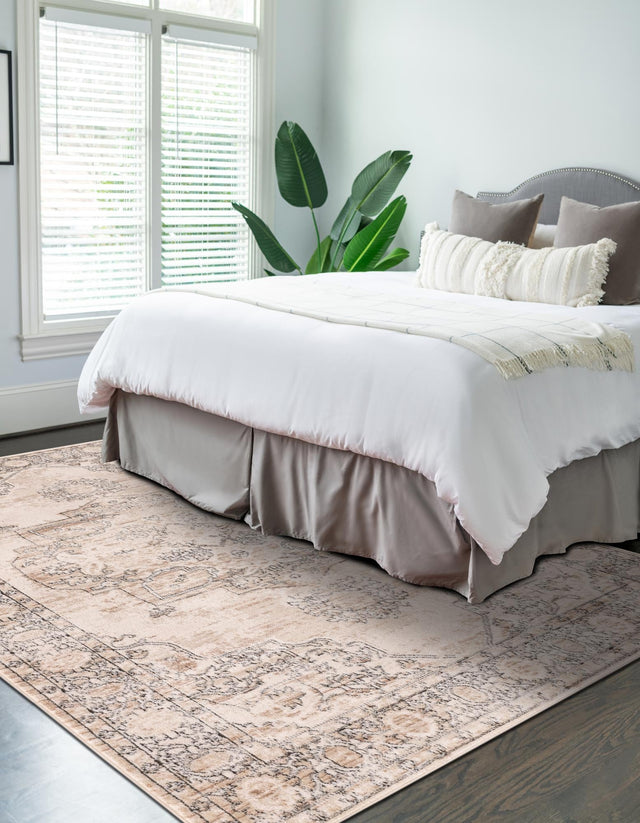 Ivory 5' 3 x 8' Portland Rectangle Area Rug 85% Polypropylene & 15% Polyester Vintage Distressed Traditional Carpet for Home Decor for Sale at Rug Engine