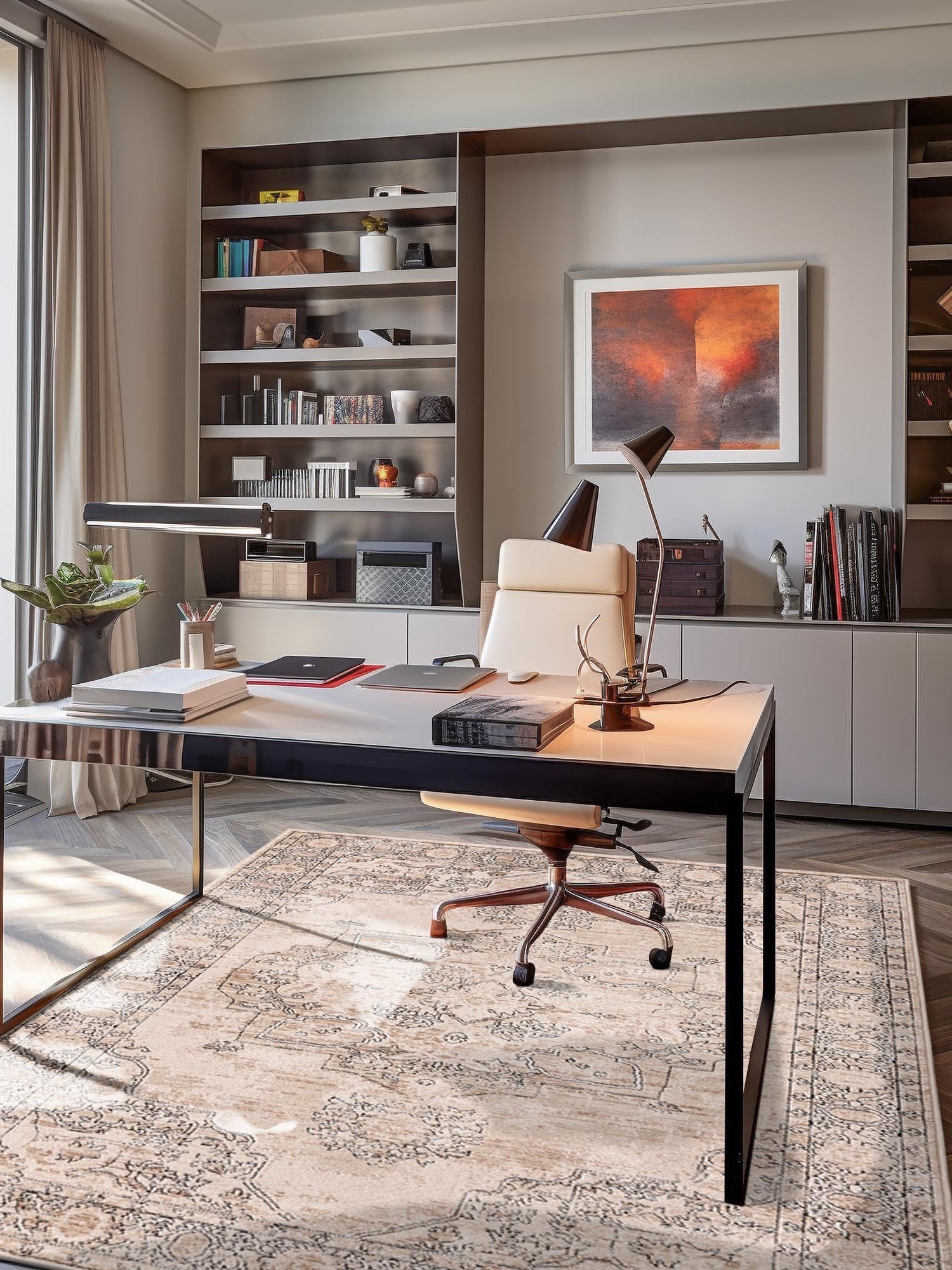 Ivory 5' 3 x 8' Portland Rectangle Area Rug 85% Polypropylene & 15% Polyester Vintage Distressed Traditional Carpet for Home Decor for Sale at Rug Engine