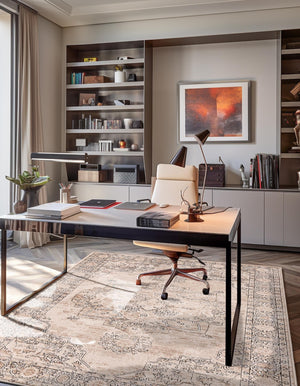 Ivory 5' 3 x 8' Portland Rectangle Area Rug 85% Polypropylene & 15% Polyester Vintage Distressed Traditional Carpet for Home Decor for Sale at Rug Engine