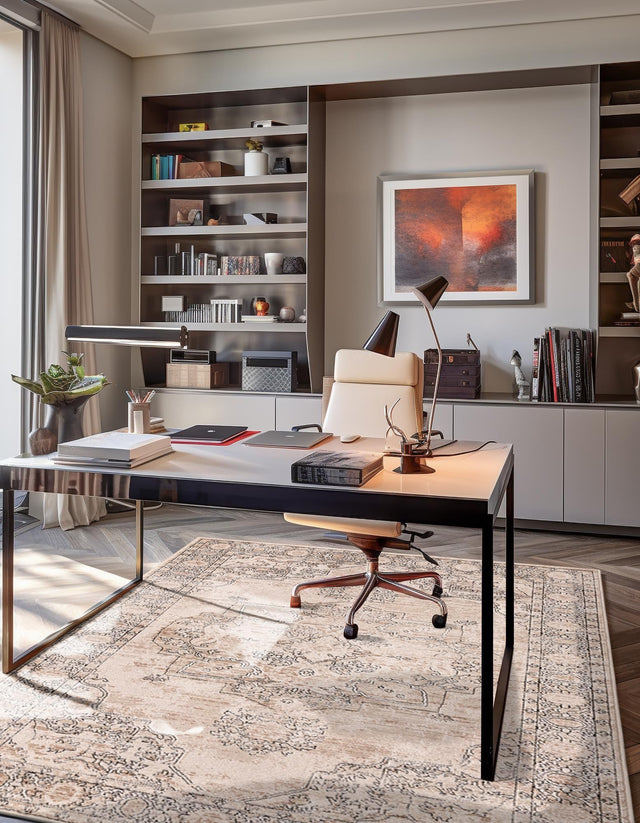 Ivory 5' 3 x 8' Portland Rectangle Area Rug 85% Polypropylene & 15% Polyester Vintage Distressed Traditional Carpet for Home Decor for Sale at Rug Engine
