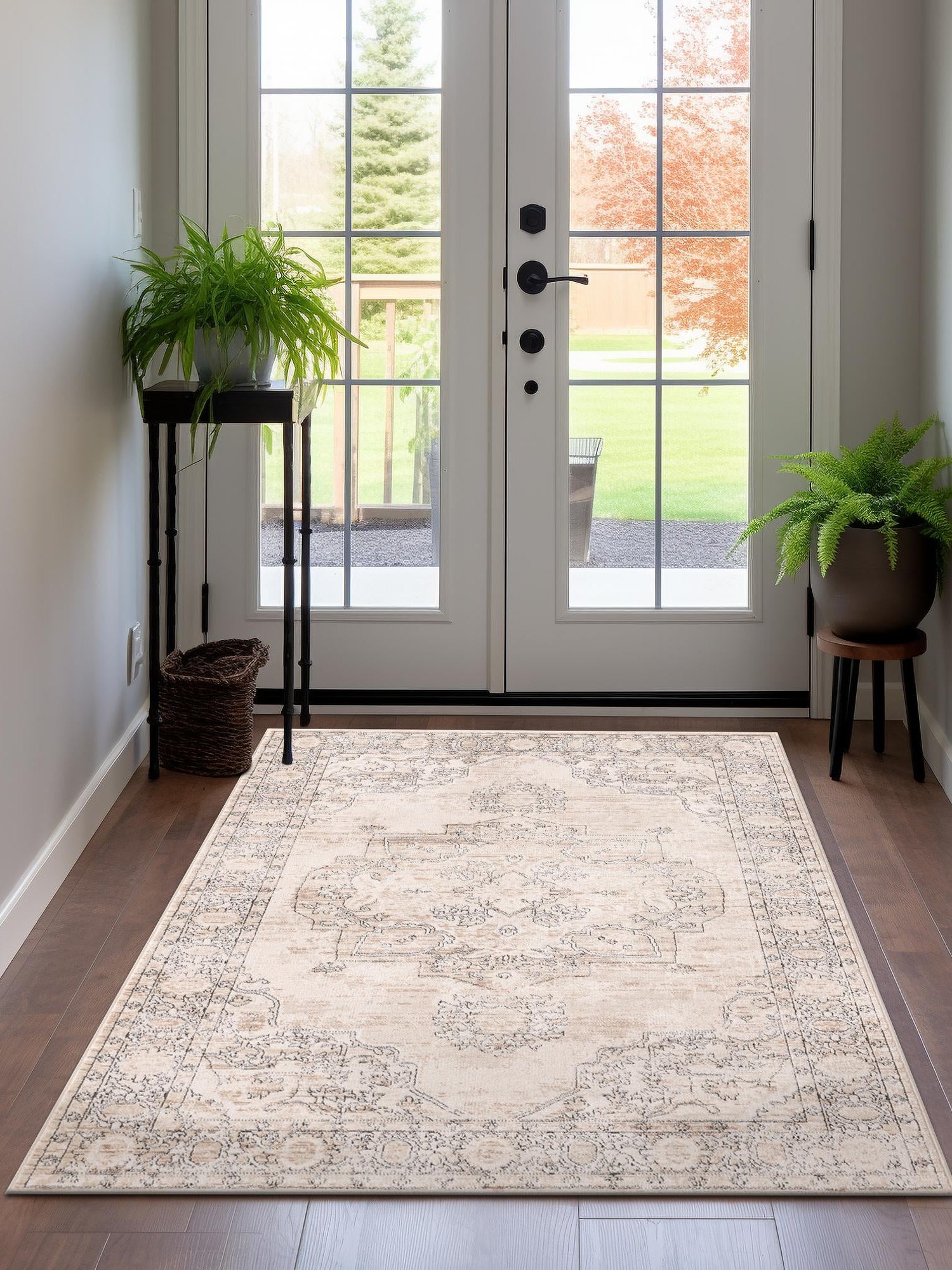 Ivory 5' 3 x 8' Portland Rectangle Area Rug 85% Polypropylene & 15% Polyester Vintage Distressed Traditional Carpet for Home Decor for Sale at Rug Engine