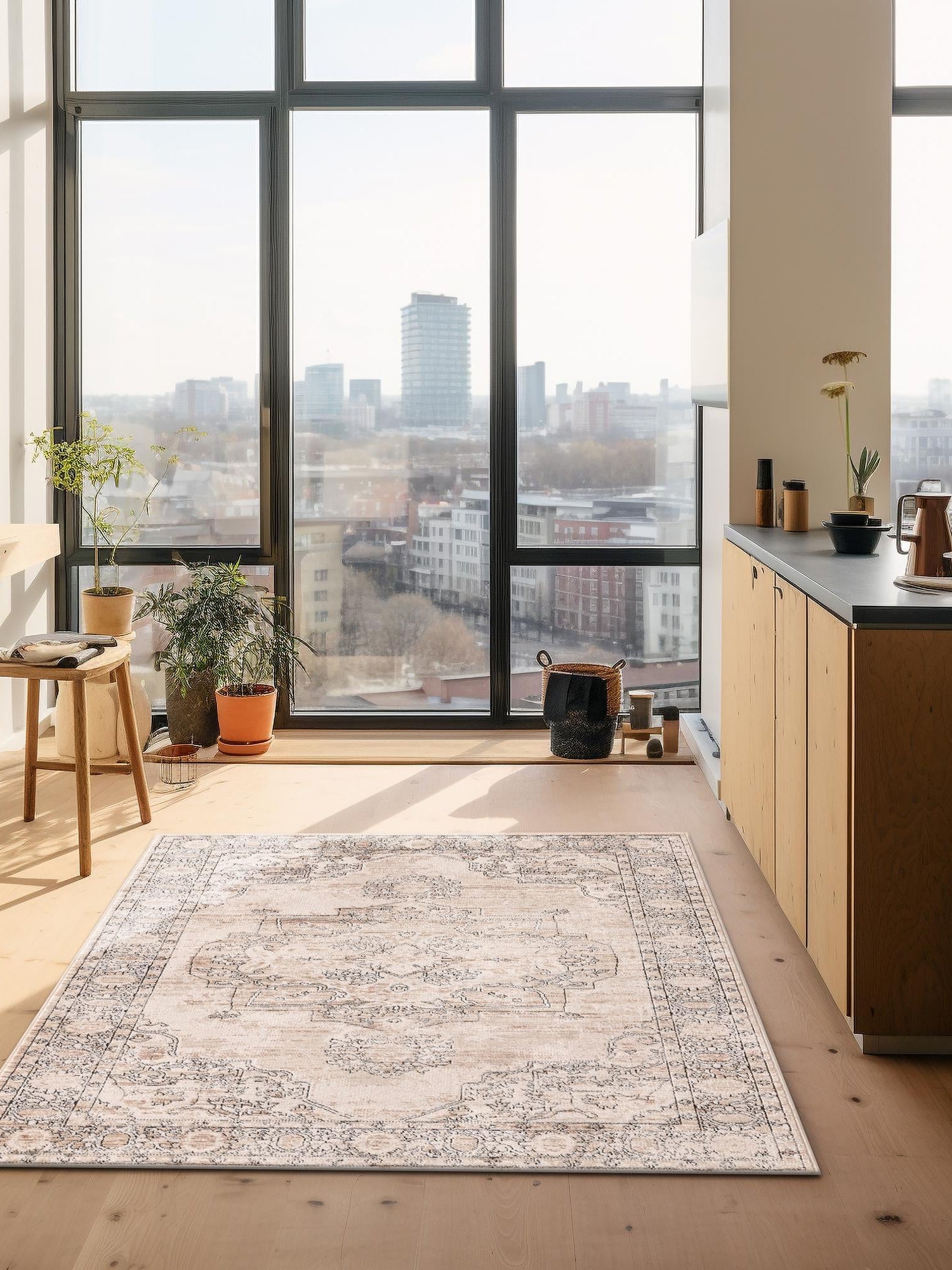 Ivory 10' x 13' 1 Portland Rectangle Area Rug 85% Polypropylene & 15% Polyester Vintage Distressed Traditional Carpet for Home Decor for Sale at Rug Engine