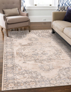 Ivory 10' x 13' 1 Portland Rectangle Area Rug 85% Polypropylene & 15% Polyester Vintage Distressed Traditional Carpet for Home Decor for Sale at Rug Engine
