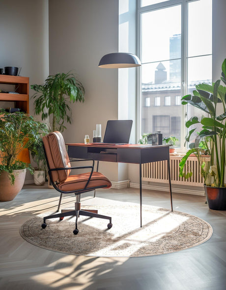 Ivory 7' 10 x 7' 10 Portland Round Area Rug 85% Polypropylene & 15% Polyester Vintage Distressed Traditional Carpet for Home Decor for Sale at Rug Engine