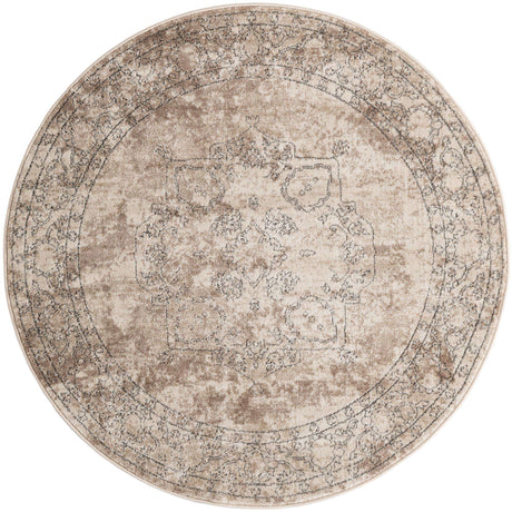 Ivory 5' 3 x 5' 3 Portland Round Area Rug 85% Polypropylene & 15% Polyester Vintage Distressed Traditional Carpet for Home Decor for Sale at Rug Engine