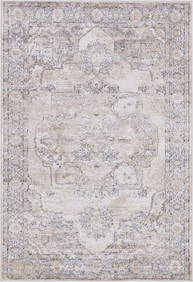 Ivory 4' 1 x 6' 1 Portland Rectangle Area Rug 85% Polypropylene & 15% Polyester Vintage Distressed Traditional Carpet for Home Decor for Sale at Rug Engine