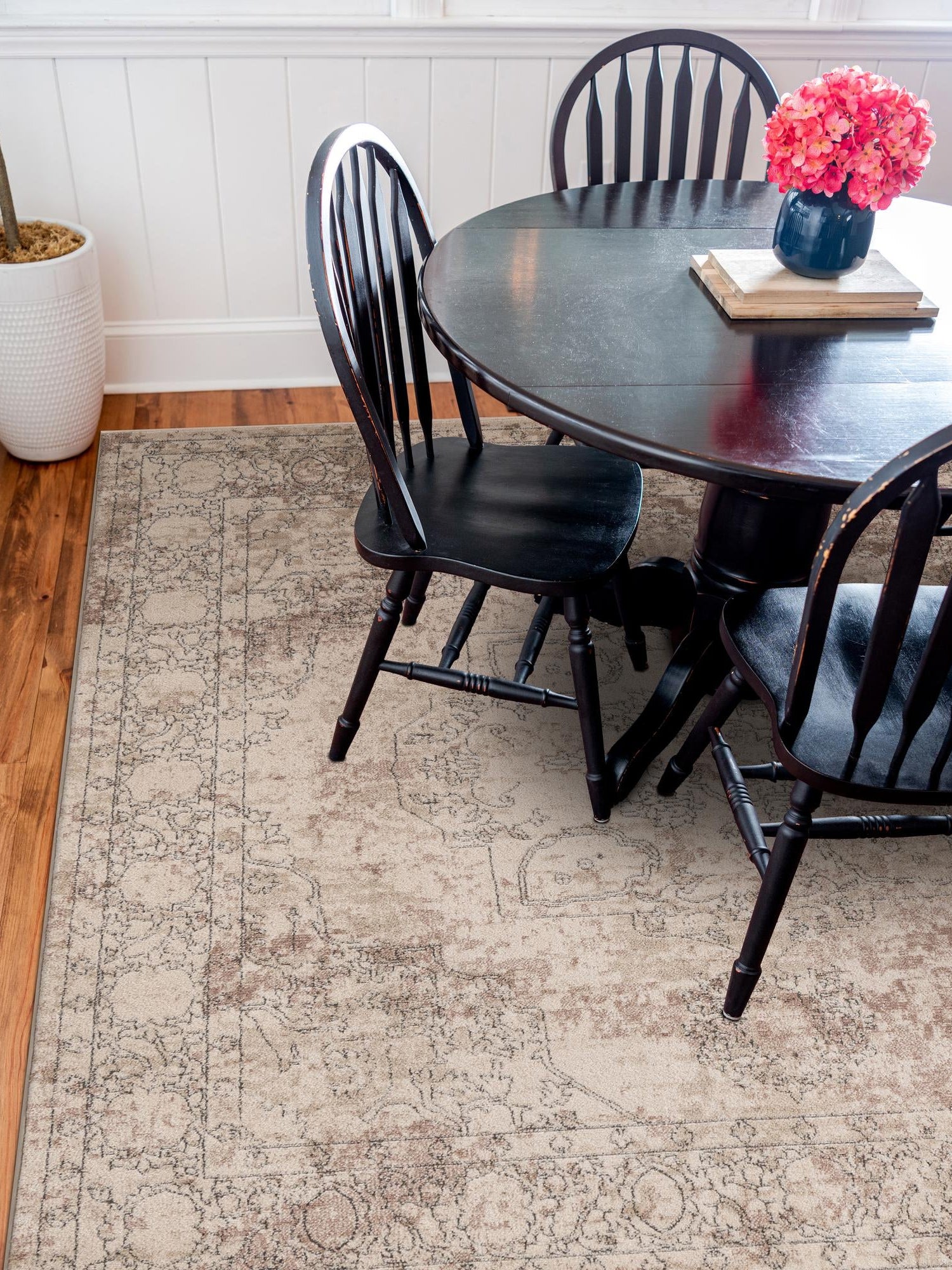 Ivory 10' x 10' Portland Square Area Rug 85% Polypropylene & 15% Polyester Vintage Distressed Traditional Carpet for Home Decor for Sale at Rug Engine