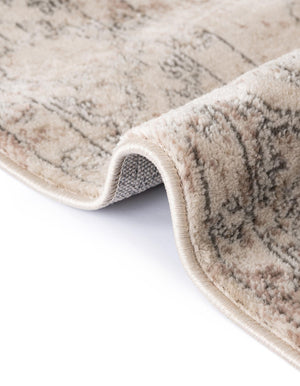 Ivory 5' 3 x 5' 3 Portland Square Area Rug 85% Polypropylene & 15% Polyester Vintage Distressed Traditional Carpet for Home Decor for Sale at Rug Engine