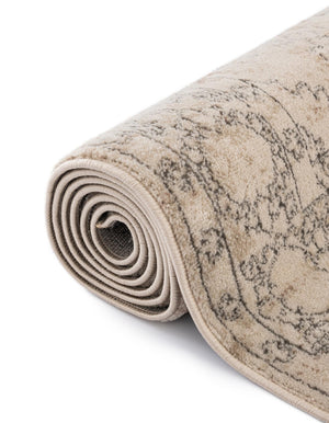 Ivory 5' 3 x 5' 3 Portland Square Area Rug 85% Polypropylene & 15% Polyester Vintage Distressed Traditional Carpet for Home Decor for Sale at Rug Engine