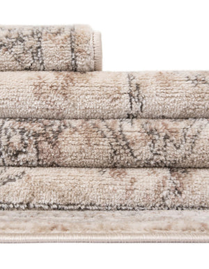 Ivory 5' 3 x 5' 3 Portland Square Area Rug 85% Polypropylene & 15% Polyester Vintage Distressed Traditional Carpet for Home Decor for Sale at Rug Engine