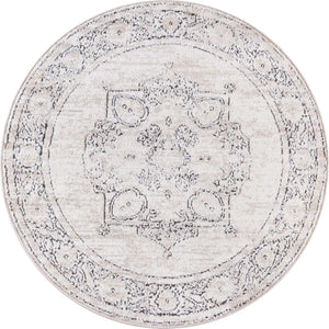 Ivory 3' 1 x 3' 1 Portland Round Area Rug 85% Polypropylene & 15% Polyester Vintage Distressed Traditional Carpet for Home Decor for Sale at Rug Engine