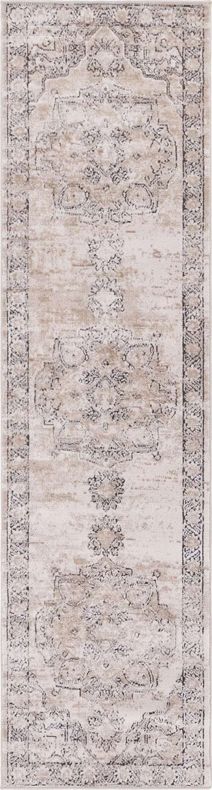 Ivory 2' x 8' Portland Runner Area Rug 85% Polypropylene & 15% Polyester Vintage Distressed Traditional Carpet for Home Decor for Sale at Rug Engine