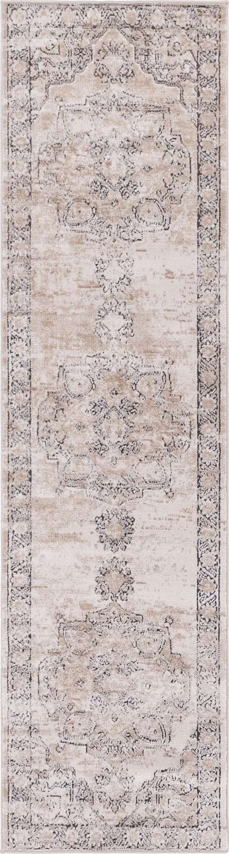 Ivory 2' x 8' Portland Runner Area Rug 85% Polypropylene & 15% Polyester Vintage Distressed Traditional Carpet for Home Decor for Sale at Rug Engine