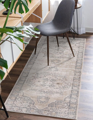 Ivory 2' 7 x 10' Portland Runner Area Rug 85% Polypropylene & 15% Polyester Vintage Distressed Traditional Carpet for Home Decor for Sale at Rug Engine